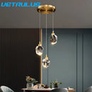 GobekUsa Diamond Crystal LED Chandelier, Brass Ceiling Pendant Light for Dining Room