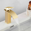 GobekUsa Gold Waterfall Basin Faucet: Brass Bathroom Mixer Tap, Hot Cold Sink Faucet