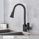 GobekUsa Black Kitchen Faucet Pull Out Mixer Square Single Handle Deck Mounted Tap
