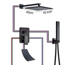 GobekUsa Black Bronze Shower Faucet Set with Rainfall Mixer Tap & 2-ways Valve