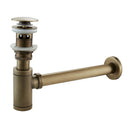 GobekUsa Antique Brass Pop Up Drain Kit with P-Trap Pipe for Bathroom Sink.