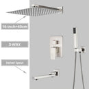 GobekUsa Brushed Nickel Shower System with Rain Shower Head for Wall Mounted Bathroom