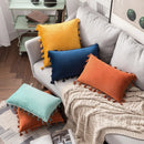 GobekUsa Fringed Tassel Velvet Pillowcase 50x50cm/30x50cm in Popular Light Colors
