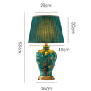 GobekUsa Emerald Queen Green Ceramic Table Lamp - Luxury Villa Bedroom Living Room Lighting