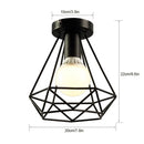 GobekUsa Iron Cage Ceiling Light Modern Nordic Retro Black Loft E27 Home Lighting