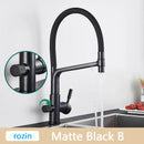 GobekUsa Brushed Gold Swivel Kitchen Faucet with Purification Function