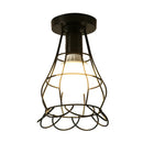 GobekUsa Industrial Black Iron Cage Ceiling Light Flush Mount