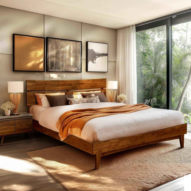 Acacia Solid Wood Bed Frame - Aurora Style for a Stylish Bedroom