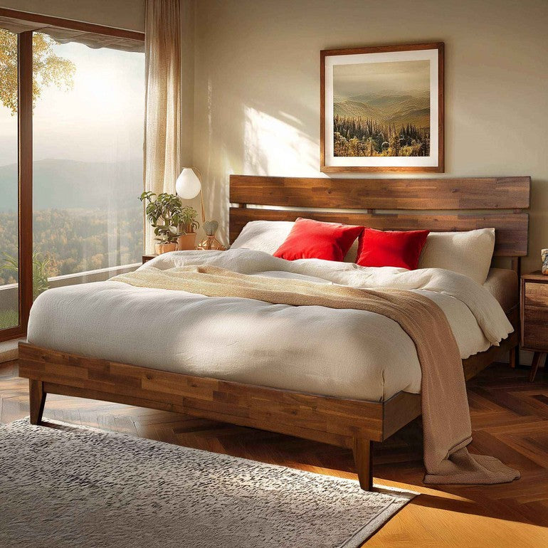 Acacia Aurora Deluxe Wood Platform Bed Frame for Ultimate Comfort and Style