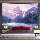 GobekUsa Christmas Snow Forest Oil Painting Tapestry - Home Bohemian Wall Decoration