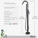 GobekUsa Black Dual Handle Freestanding Bathtub Faucet Set Floor Standing Bath Mixer Tap