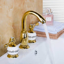 GobekUsa Golden Plated Bathroom Faucet Set with Ceramic Cross Handles