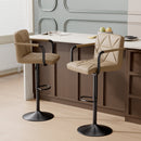 Counter Height Swivel Bar Stools, PU Leather & Iron Frame (Set of 2)
