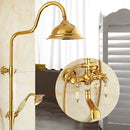 GobekUsa Gold Brass Jade Bath Shower Set Wall Mounted Rainfall Hand Shower Faucet