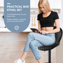 Swivel Bar Stool with Adjustable Height, Leather Seat & Iron Base