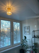 GobekUsa Crystal Ceiling Lights: Modern Living Room Bedroom Decorative Lamp with E27 Bulb Socket