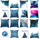 GobekUsa Blue Ink Gold Edge Geometric Cushion Cover - Polyester Throw Pillow Case