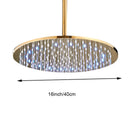 GobekUsa 16" LED Round Gold Shower Head with Arm - Enhanced Brass Bathroom Accessory