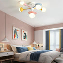 GobekUsa Kids Nordic Glass Chandelier LED Ceiling Light - Blue Pink Cartoon Theme