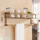 GobekUsa Aluminum Bathroom Corner Shelf - 40cm Length, Antique Finish, Shower Room Basket