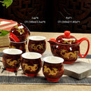 GobekUsa Ceramic Kung Fu Teapot with Dragon Design 350ml - Handmade Porcelain Tea Pot