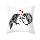 GobekUsa Love Heart Sketch Couple Pillow Cover 45X45CM Peah Skin Print