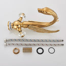 GobekUsa Gold Brass Black Swan Bathroom Basin Faucet Luxury Single Mixer Tap Deck Mounted