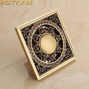 GobekUsa Antique Brass Flower Art Bathroom Floor Drain Waste Grate