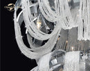 GobekUsa Crystal Circle LED Tassel Chandelier: Modern Luxury Pendant Hanging Light Fixture for Bedroom and Living Room