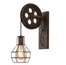 GobekUsa Industrial Pulley Wall Lamp Adjustable Sconce Light Fixture Loft Cafe Bar