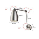 GobekUsa Adjustable Swing Long Arm LED Wall Lamp for Bedroom Study Living Room