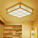 GobekUsa Japanese Tatami Wood Ceiling Light LED, Dining Bedroom Study Room Lighting