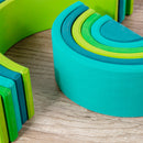 12-Piece Stained Large Basswood Rainbow Stacking Blocks – Meadow Green
