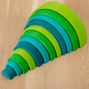 12-Piece Stained Large Basswood Rainbow Stacking Blocks – Meadow Green