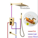 GobekUsa Gold Bath Rain Shower Wall Concealed Faucet Set