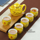 GobekUsa Ceramic Kung Fu Teapot with Dragon Design 350ml - Handmade Porcelain Tea Pot