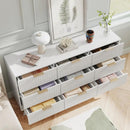 9-Drawer Solid Oak Dresser with Fluted Fronts & Gold Handles by EnvelorHome