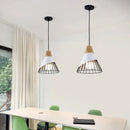 GobekUsa Industrial Loft Wood Pendant Light, Nordic Iron Hanging Lamp for Kitchen, Bedroom, Dining Room