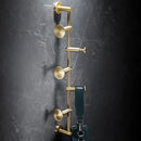 GobekUsa Brass Bath Hardware Set: Shelf, Towel Rack, Paper & Toilet Brush Holder in Brushed Gold
