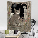 GobekUsa Black Cat Tarot Tapestry: Psychedelic Hippie Wall Hanging Room Decor