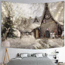 GobekUsa Christmas Snow House Tapestry Wall Hanging Landscape Art Home Decor