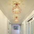 GobekUsa Crystal Flush Mount Chandelier for Hallway Foyer, Modern Hollow Carved Ceiling Light