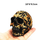 GobekUsa Golden Skeleton Skull Resin Statue Miniatures for Home Office Decor