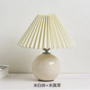 GobekUsa Japanese Ceramic Table Lamps Living Room Pleated Skirt Lampshade Warm Bedroom Lighting