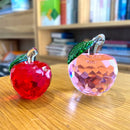 GobekUsa 3D Crystal Yellow Apple Glass Paperweight Figurine Ornaments - Office Desktop Decoration