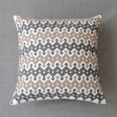 GobekUsa Grey Embroidered Cotton Pillow Cover 45x45cm for Home Decor and Living Room