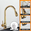 GobekUsa Black Pull Out Kitchen Sink Faucet - Deck Mounted Stream Sprayer Kitchen Mixer Tap