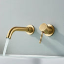 GobekUsa Brushed Gold/Black Wall Mounted Bathroom Basin Faucet - Hot/Cold Water Mixer