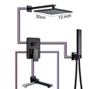 GobekUsa Black Bronze Shower Faucet Set with Rainfall Mixer Tap & 2-ways Valve