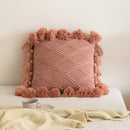 GobekUsa Boho Style Ivory Green Pink Tassles 45x45cm Cushion Cover for Home Decoration